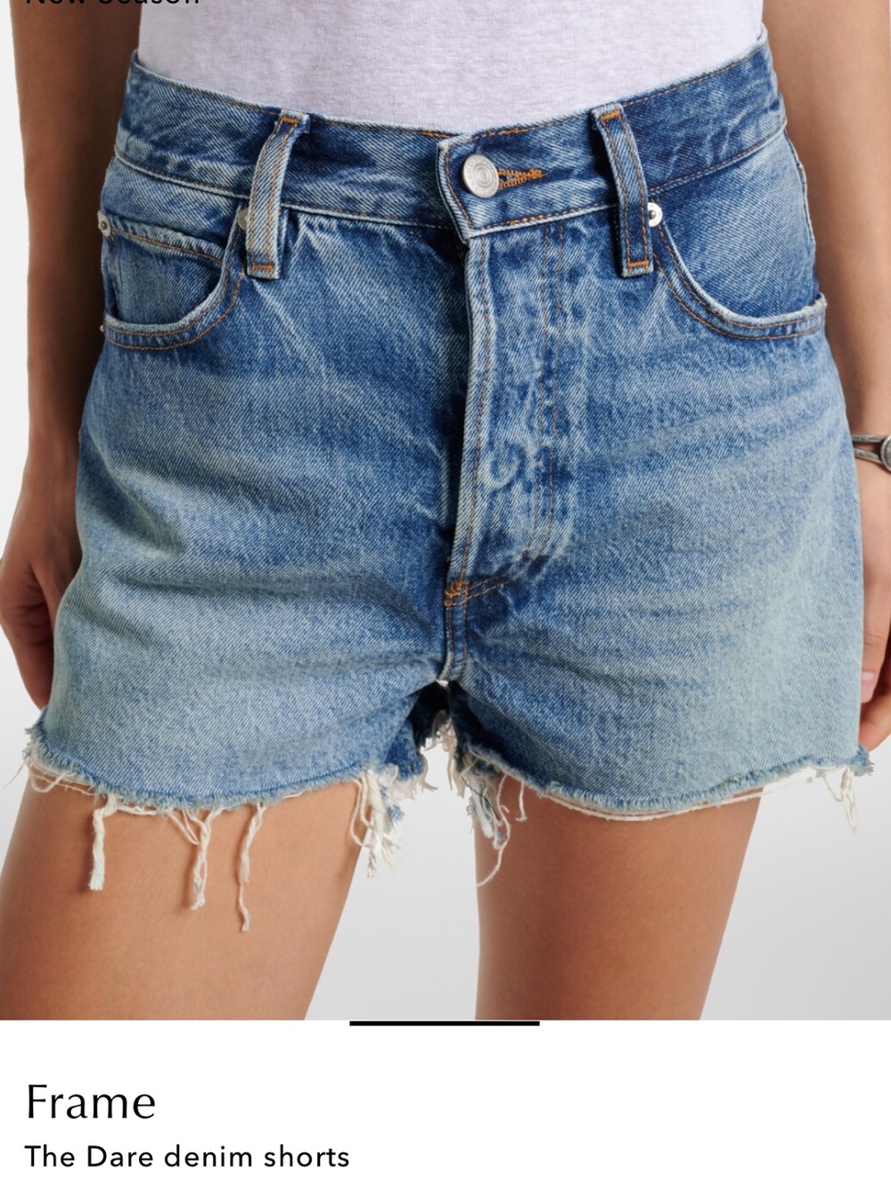 Frame The Dare Denim Light Blue Distressed Jean Shorts